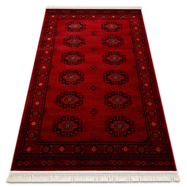 Levně Koberec ORIENT 6871 s třásněmi, rám / ornament / klasický, bordó / černý