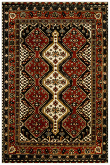 Koberec Afgan 4358A čierny / červený / krémový