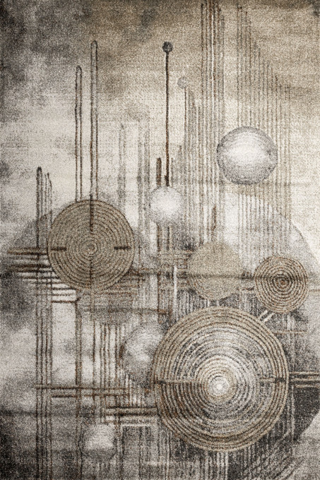 Koberec Ponte N877A kruhy, sivý / hnedý