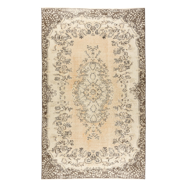 Levně Ručně tkaný vlněný koberec Vintage 10313 ornament / květiny, béžový / zelený