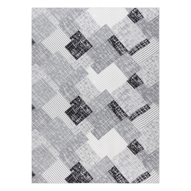 Koberec SAMPLE REMI geometrický, sivý / čierny