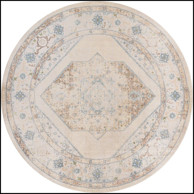 Koberec ASTRA slonia kosť / modrý kruh