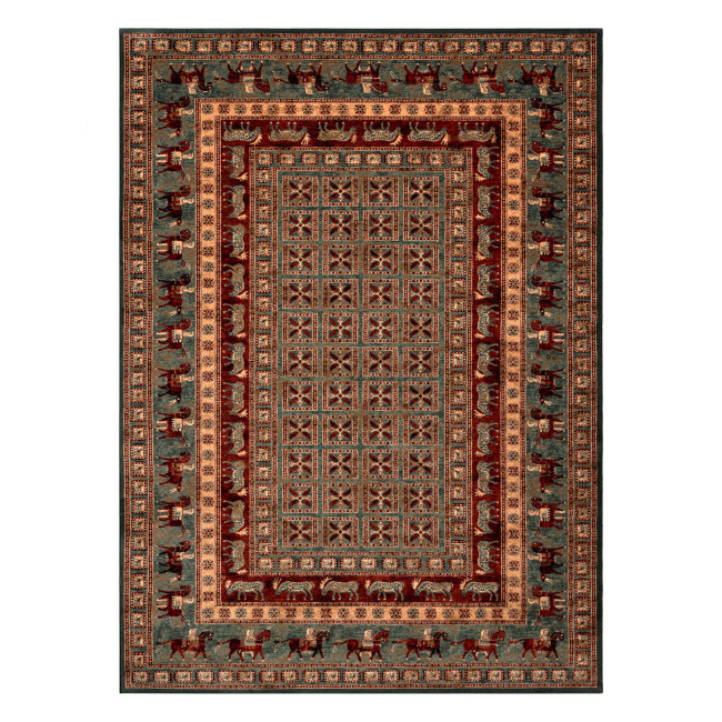 Koberec KASHQAI 4301 401 orientálny / rám, zelený / terakota