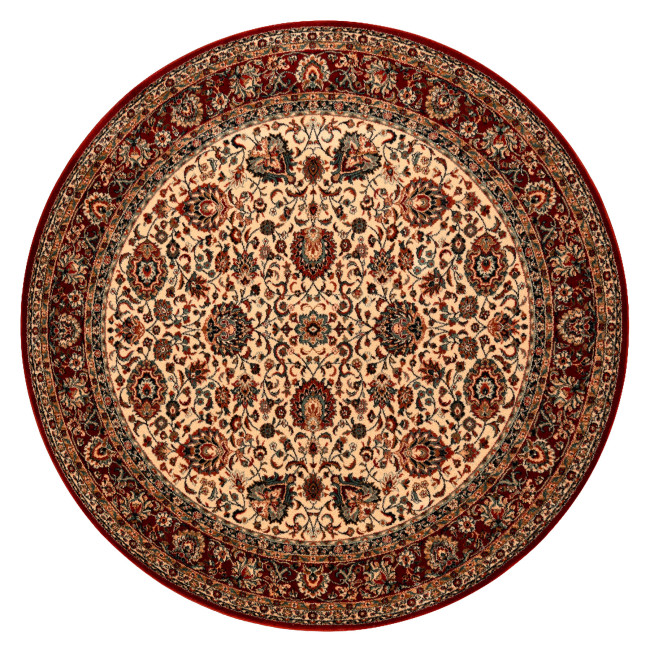 Koberec KASHQAI 4362 102 ornament, béžový / bordový kruh