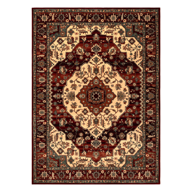 Koberec KASHQAI 4377 300 ornament bordový / béžový