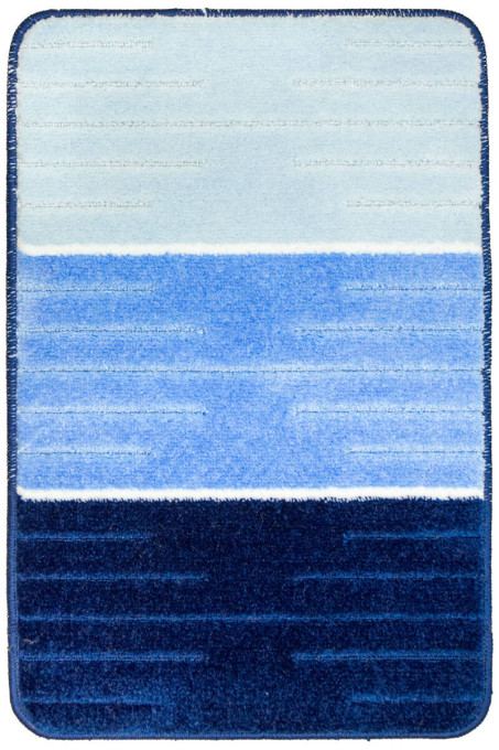 Kúpeľňový koberček COMO modrý / krémový, pruhy