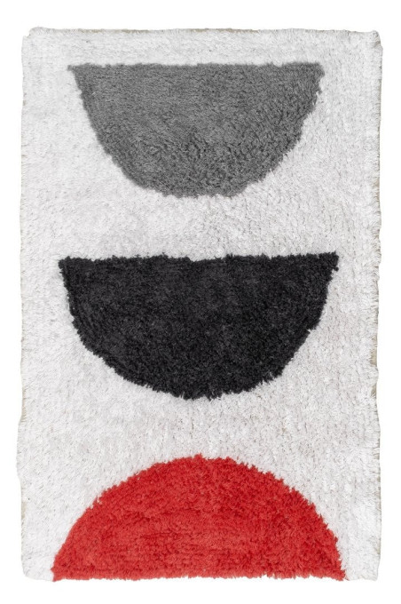 Kúpeľňový koberček MOON sivý / červený