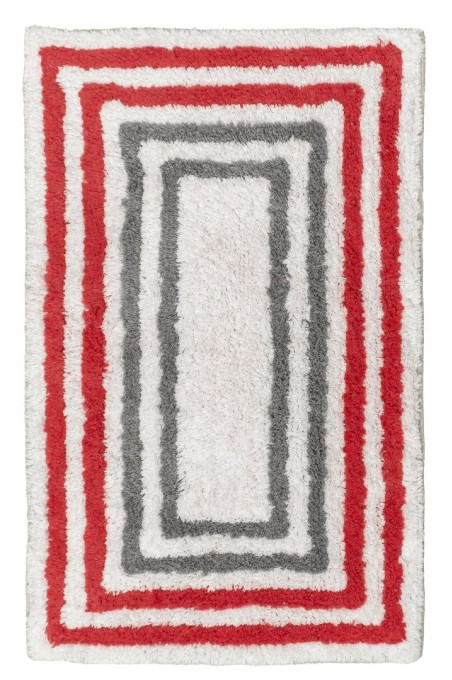 Kúpeľňový koberček QUADRO lososový / sivý