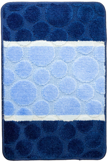 Kúpeľňový koberček SIENA modrý, bodky / pruhy