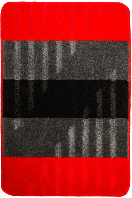 Kúpeľňový koberček VIC červený / sivý, pruhy