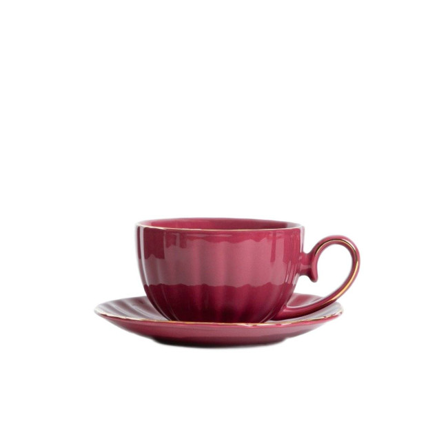 Šálka MINA s podšálkou, bordová 730627 250 ml