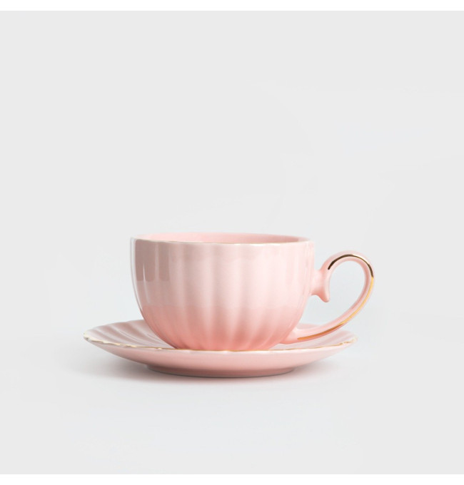 Šálka MINA s podšálkou, ružová 730634 250 ml