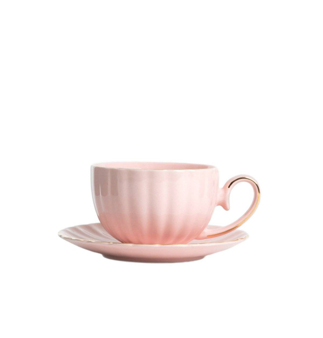 Šálka MINA s podšálkou, ružová 730634 250 ml