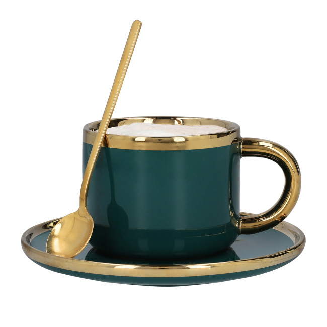 Šálka SINNES s podšálkou, smaragdová ALL 978054