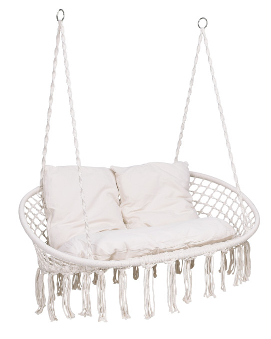 Závesné kreslo LAGOS s vankúšmi, sivé