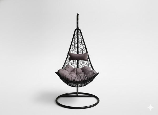 Levně Závěsné křeslo ELEGANT černé / šedé FAT2623