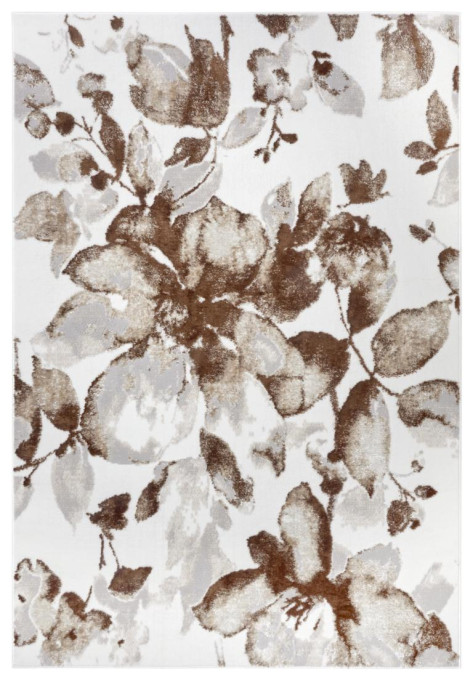 Levně Koberec Hanse Home Shine Floral bílý / hnědý