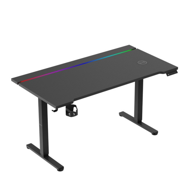 Levně Elektrický výškově nastavitelný herní stůl Hero 8.7 RGB černý