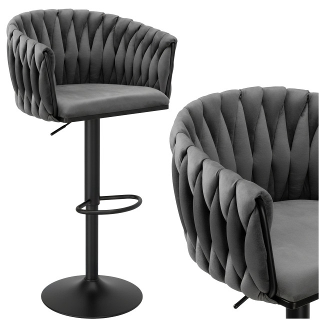 Barová stolička COFTON zamatová, grafitová / čierna