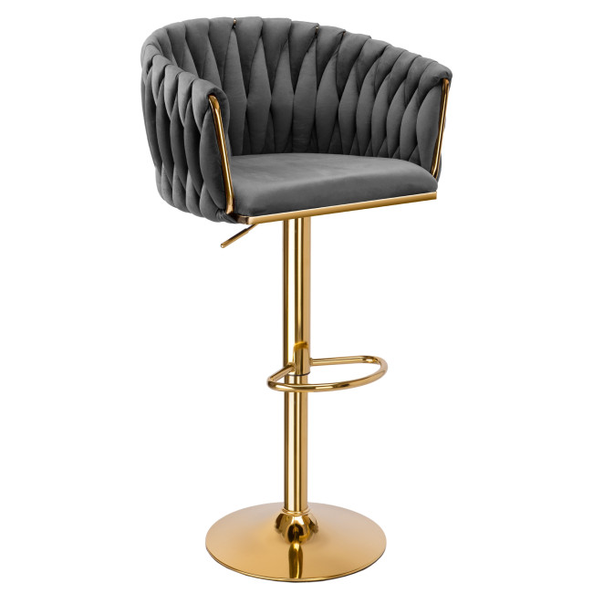 Barová stolička COFTON zamatová, zlatá / grafitová