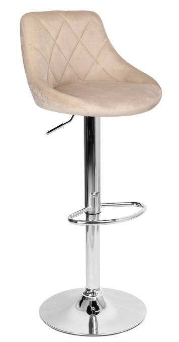 Barová stolička CYDRO zamatová, strieborná / béžová