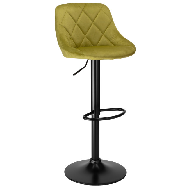 Barová stolička CYDRO zamatová, čierna / olivová