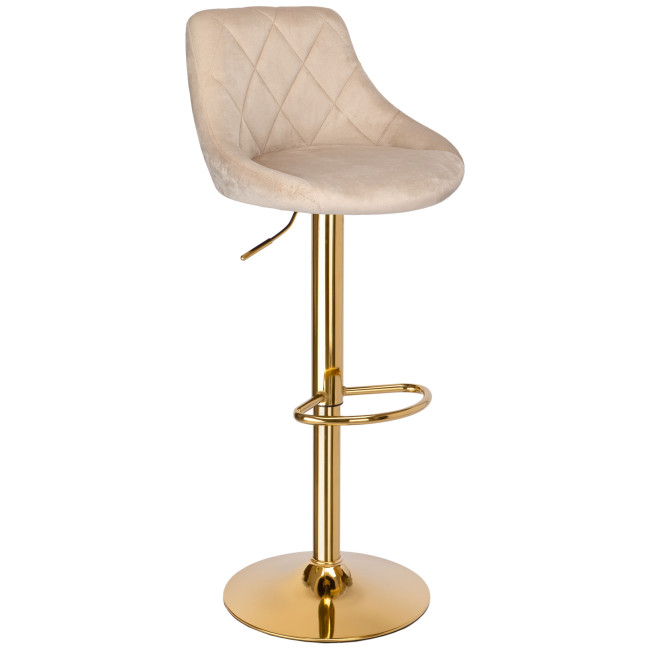 Barová stolička CYDRO zamatová, zlatá / béžová