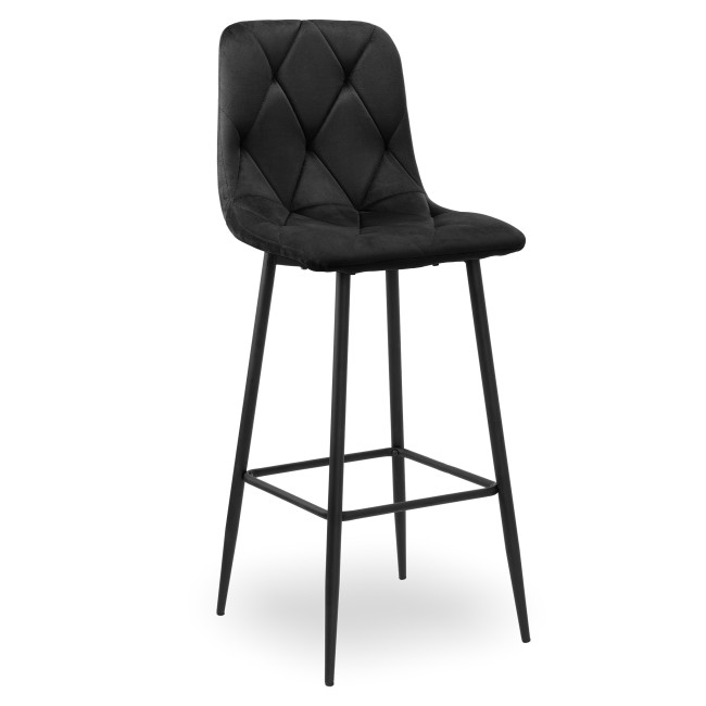 Barová stolička KINGSTON zamatová, čierna