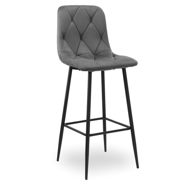 Barová stolička KINGSTON zamatová, čierna / grafitová