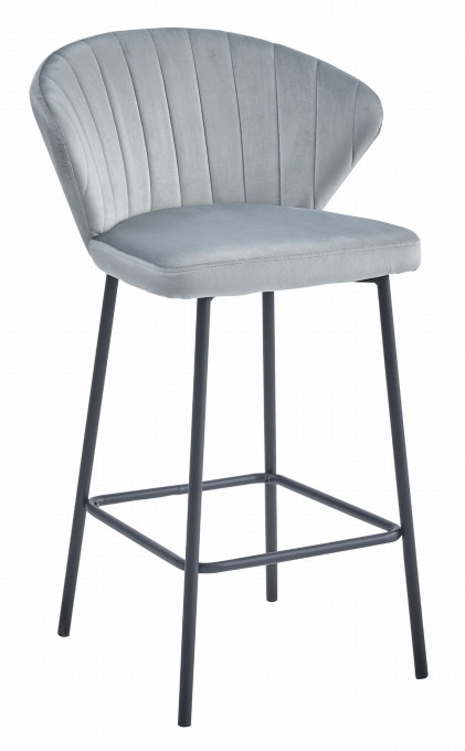 Set štyroch barových stoličiek GATTA zamatové strieborné (čierne nohy) 4 ks