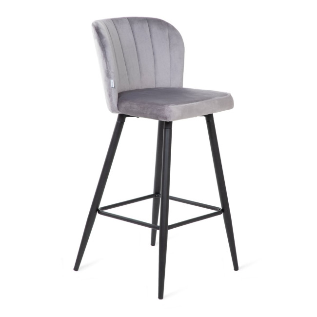 Barová stolička HANA zamatová, sivá 837543