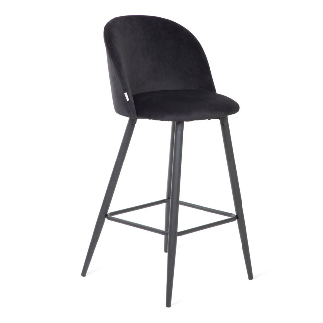 Barová stolička INU zamatová, čierna 837581