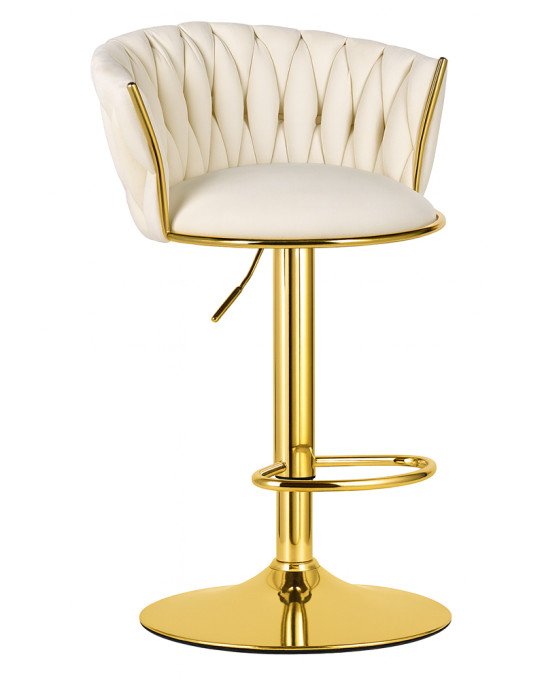 Barová stolička MIG zamatová, zlatá / béžová