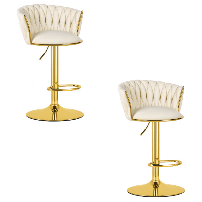 Sada dvoch barových stoličiek MIG zamatová, zlatá / béžová ( 2 ks)