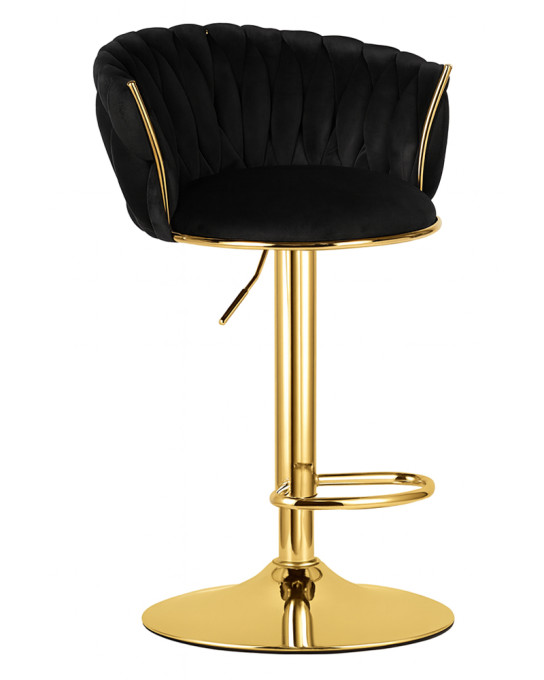 Barová stolička MIG zamatová, zlatá / čierna
