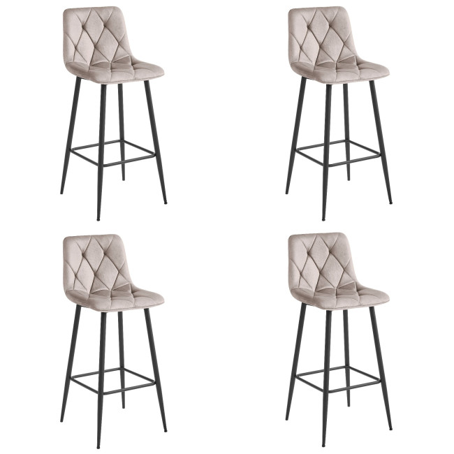 Set štyroch barových stoličiek NADO zamatové tmavobéžové (čierne nohy) 4 ks