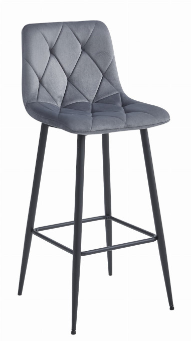 Set troch barových stoličiek NADO zamatové tmavosivé (čierne nohy) 3 ks