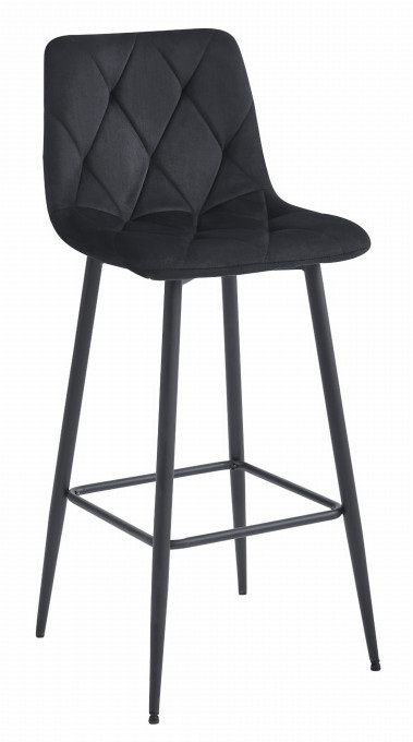 Set štyroch barových stoličiek NADO zamatové čierne (čierne nohy) 4 ks
