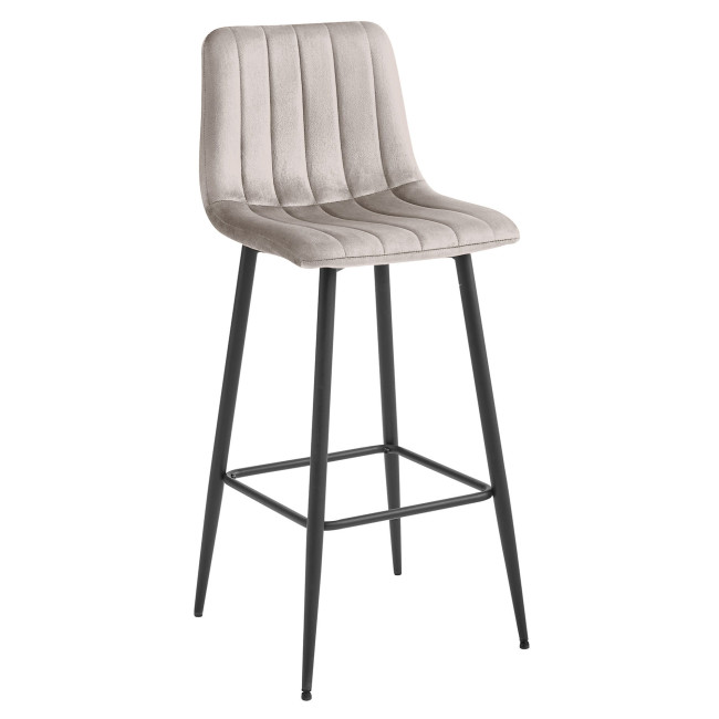 Barová stolička POZZA zamatová tmavobéžová (čierne nohy)