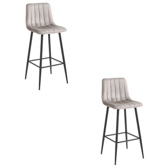 Set dvoch barových stoličiek POZZA zamatové tmavobéžové (čierne nohy) 2 ks