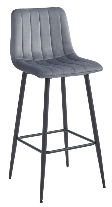 Set dvoch barových stoličiek POZZA zamatové tmavosivé (čierne nohy) 2 ks