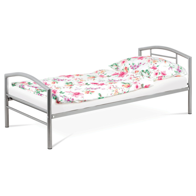 Levně Kovová postel 90 cm stříbrná BED-1900 SIL