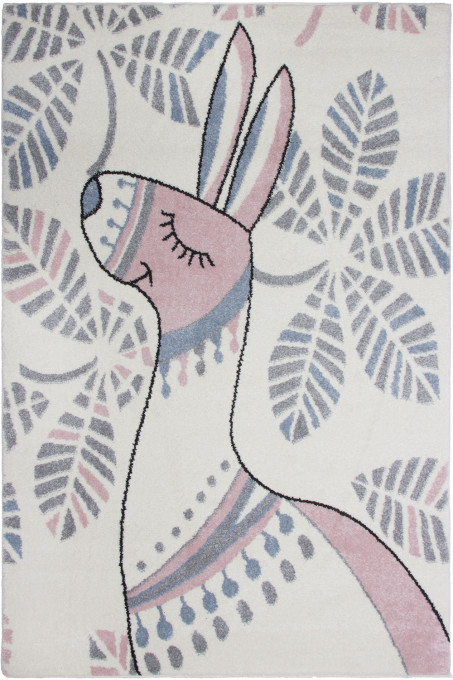 Detský koberec Kiddy LAMA / LISTY pastelový