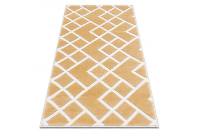 Levně Koberec AKRYL VALS 3232 Geometricky 3D žlutý / sloní kost