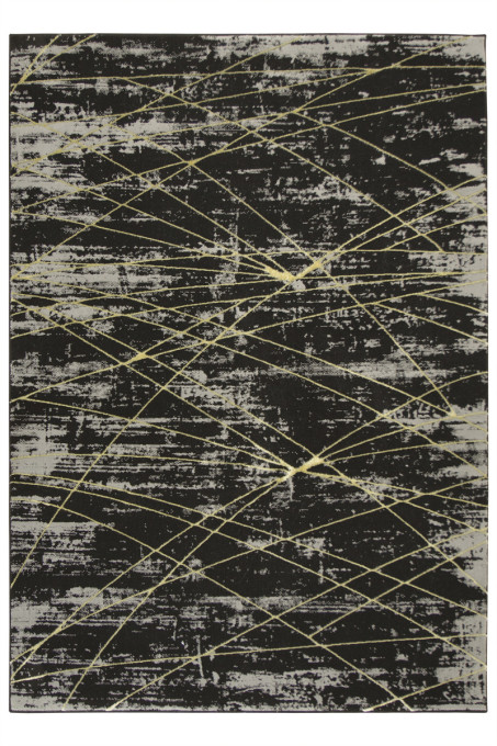 Koberec Allora Plus C654A lesklý čierny / žltý