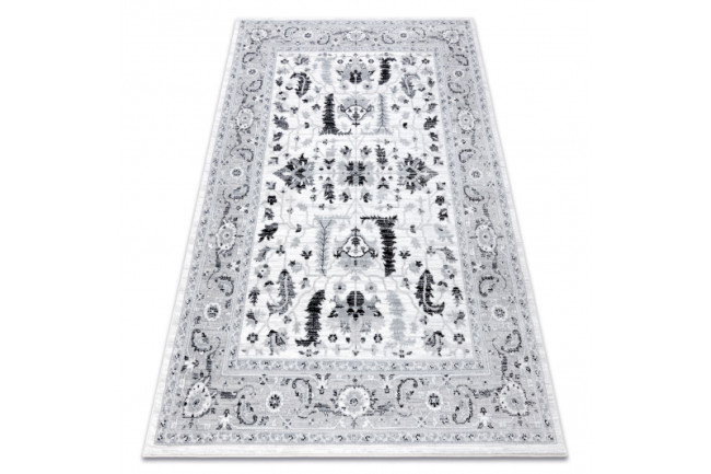 Koberec ARGENT - W7039 Kvety sivý / čierny