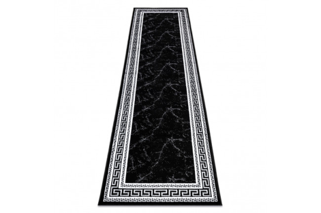 Koberec / Behúň GLOSS 2813 87 ramka, grécky - čierny / sivý