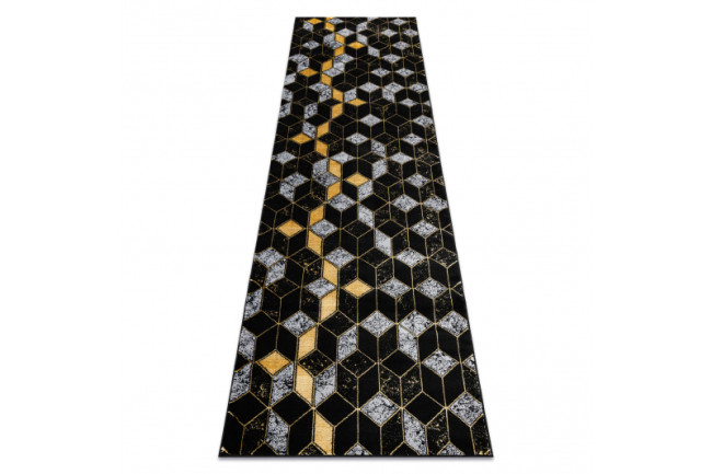 Levně Koberec / Běhoun GLOSS 400B 86 glamour, art deco, 3D geometrický - černý / zlatý