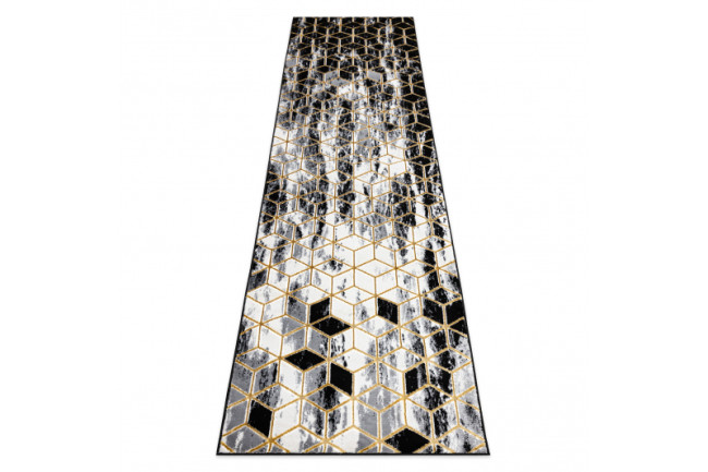Levně Koberec / Běhoun GLOSS 409A 82 glamour, art deco černý / šedý / zlatý