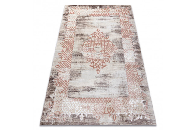 Koberec CORE W9797 Ramka, Rozeta - béžový / ružový